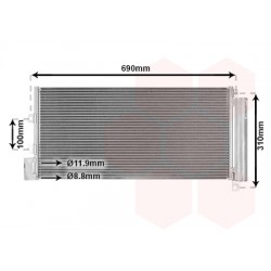 CONDENSEUR AVEC BOUTEILLE 1.3 JTD - 1.6 JTD 627x300x12 